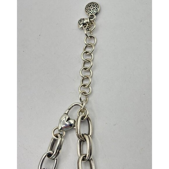 Brighton Silver-Tone Link Chain Necklace With Heart Clasp & Adjustable Extender - Picture 3 of 5